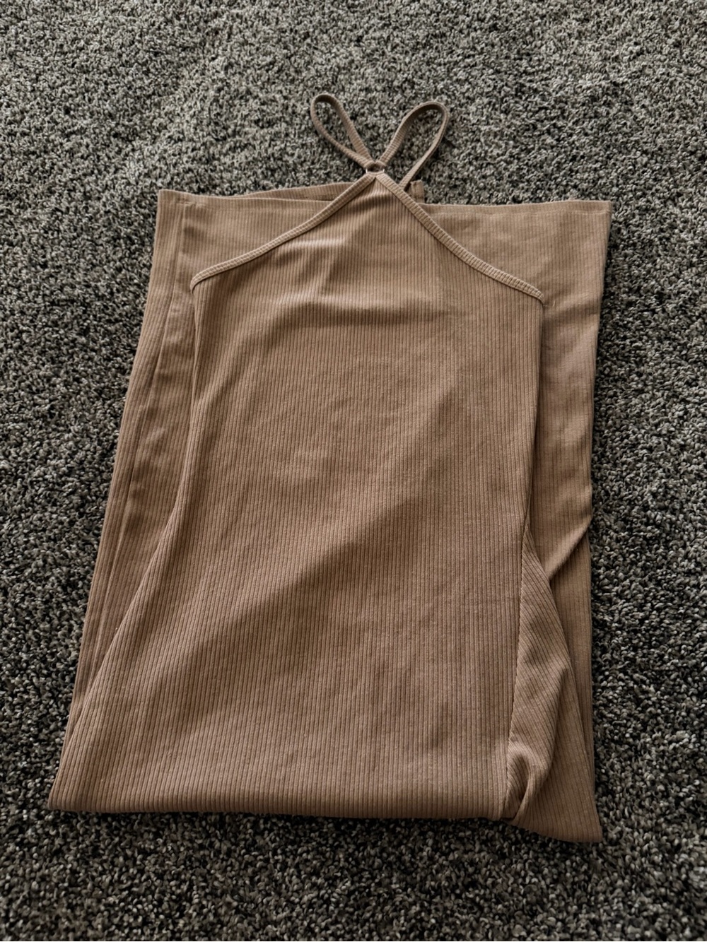 Nude Ribbed Maxi Dress